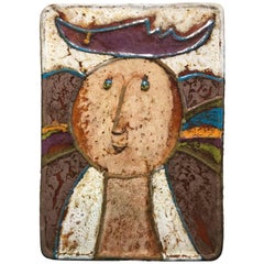 Querubim Lapa Enameled Ceramic Wall Plaque Sculpture