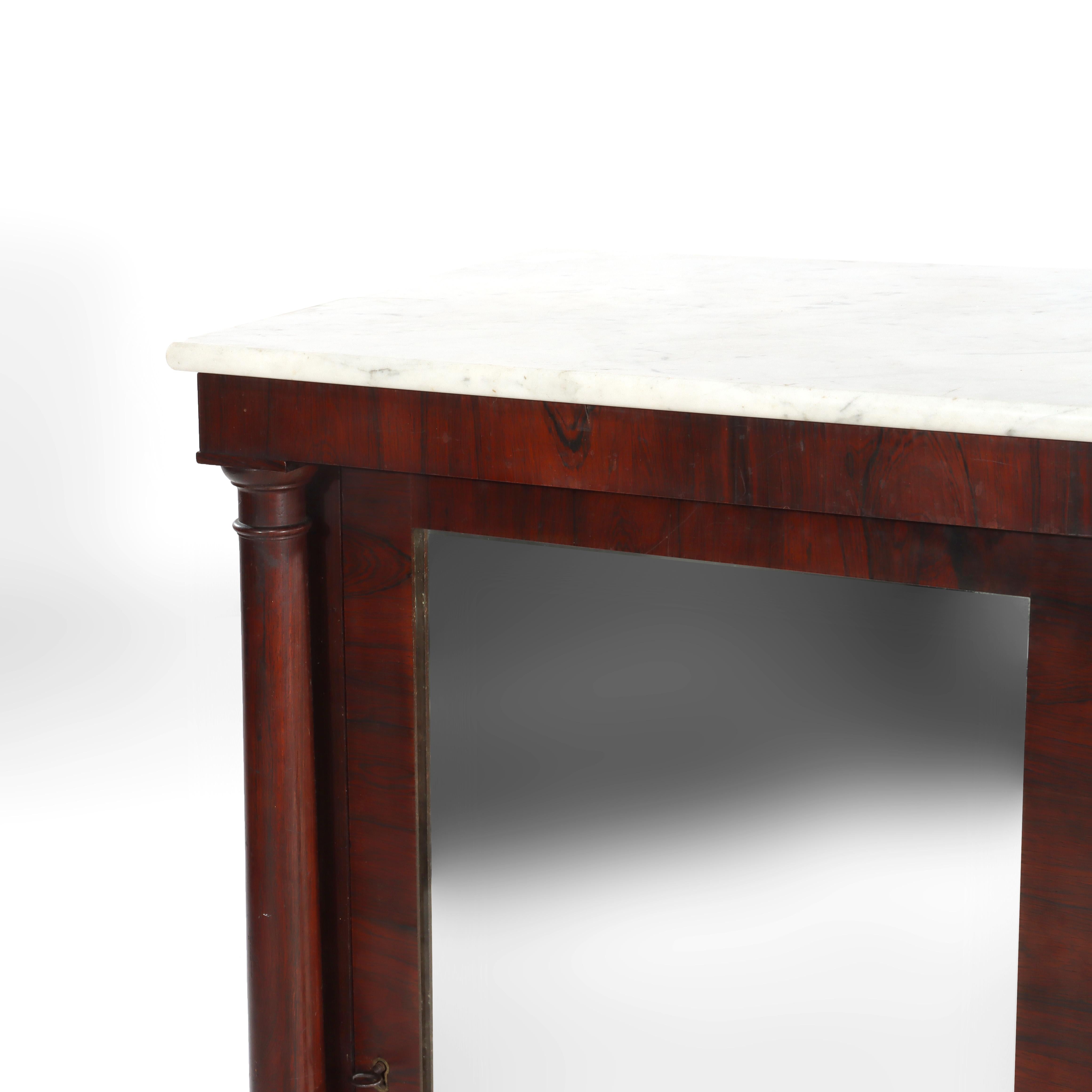 Quervelle School Amerikanisches Empire Klassisches Musikkabinett aus Palisander mit Marmorplatte (Rosenholz) im Angebot