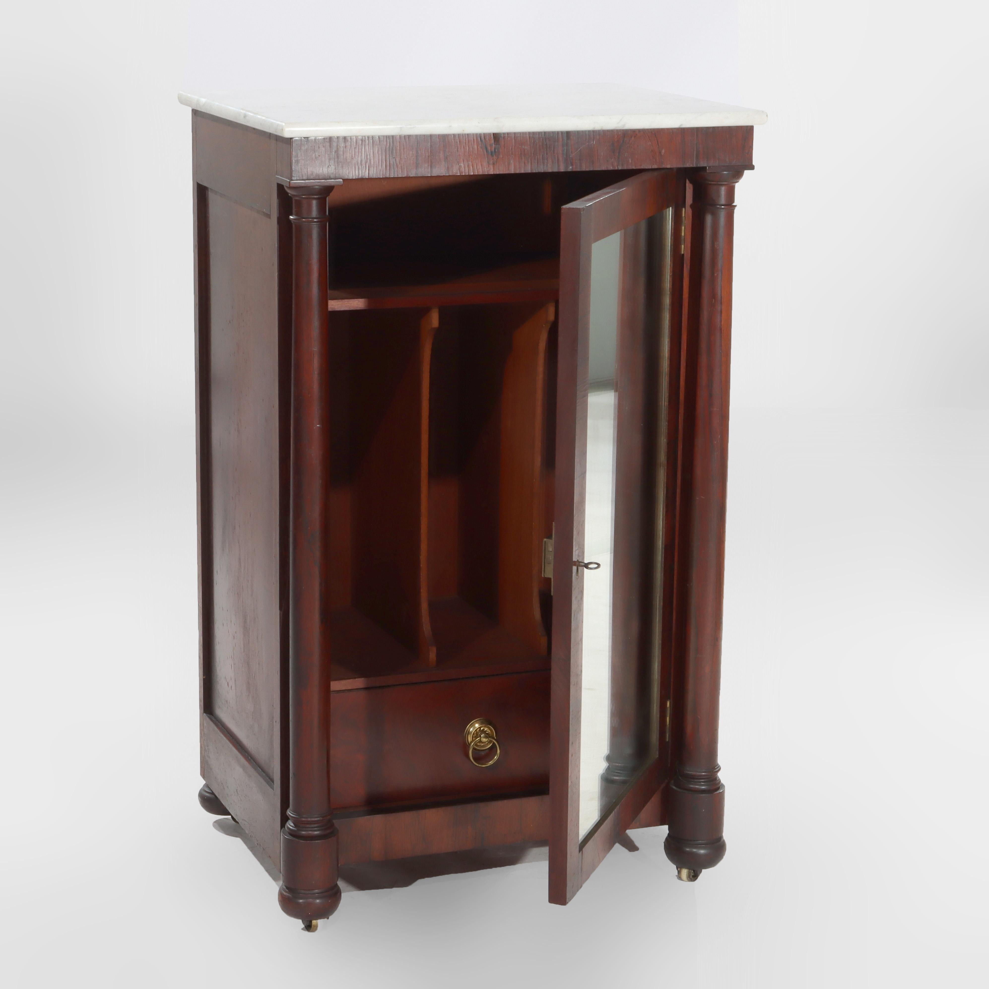 Quervelle School Amerikanisches Empire Klassisches Musikkabinett aus Palisander mit Marmorplatte im Angebot 2