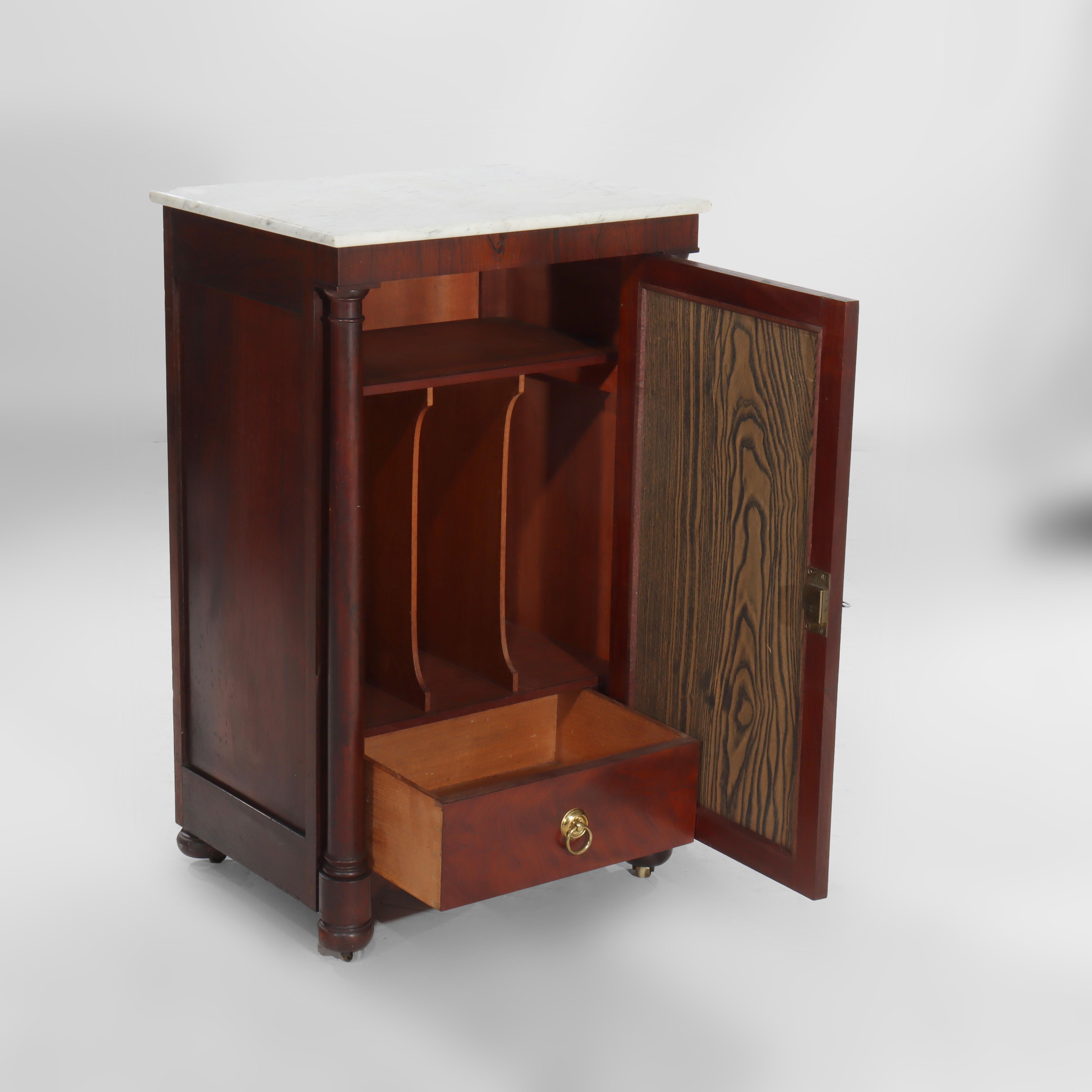 Quervelle School Amerikanisches Empire Klassisches Musikkabinett aus Palisander mit Marmorplatte im Angebot 3