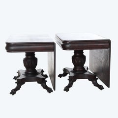 Quervelle Style Classical Carved Flame Mahogany 2 Piece Claw Foot Banquet Table