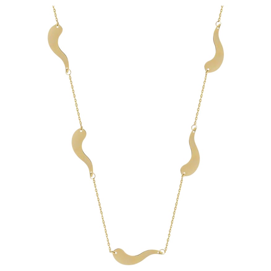 Question Mark Necklace 14" in 14K Solid Yellow Gold For Sale