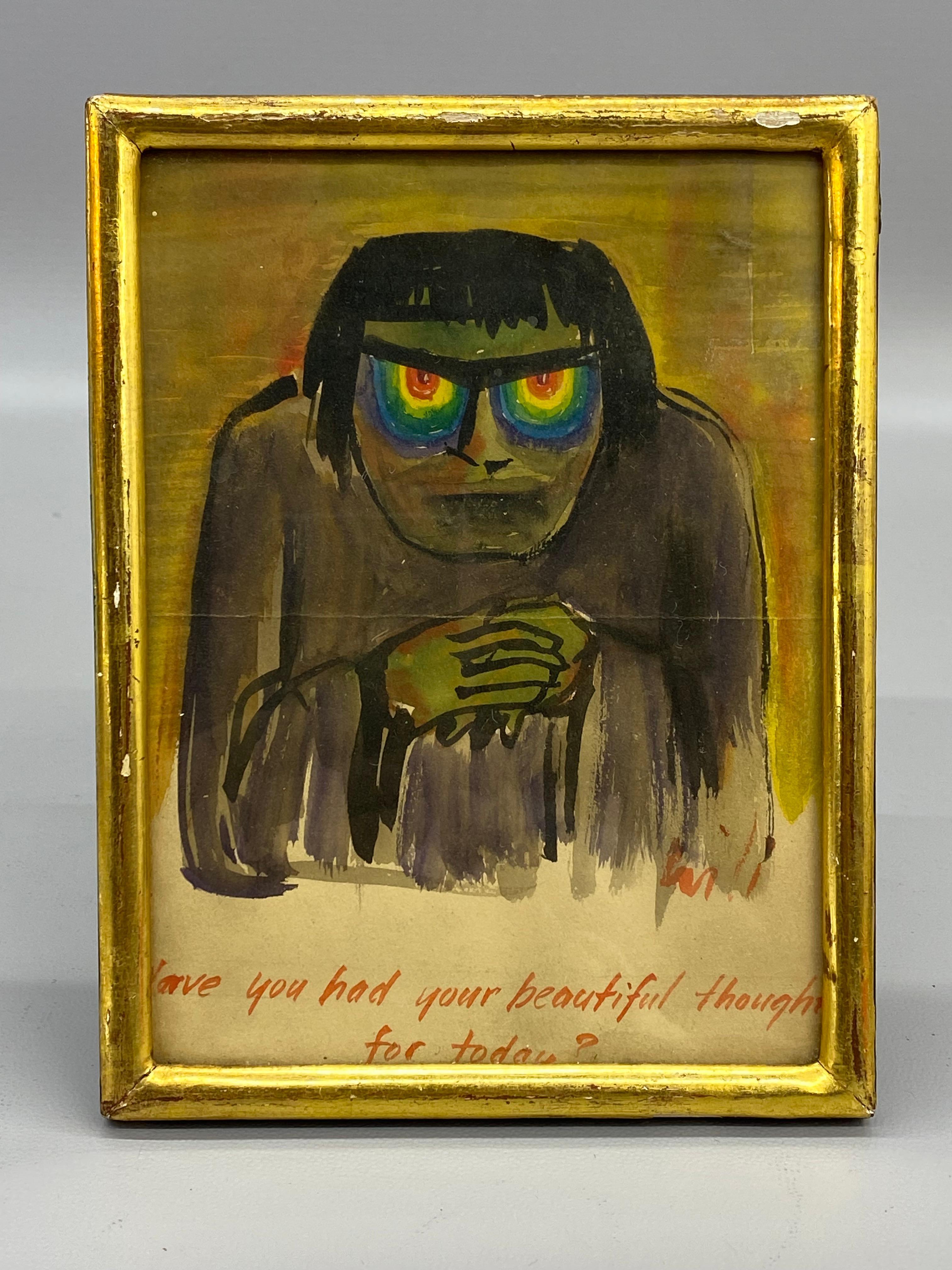 Figura di cartone animato che interroga, acquerello del 1950 in vendita 6