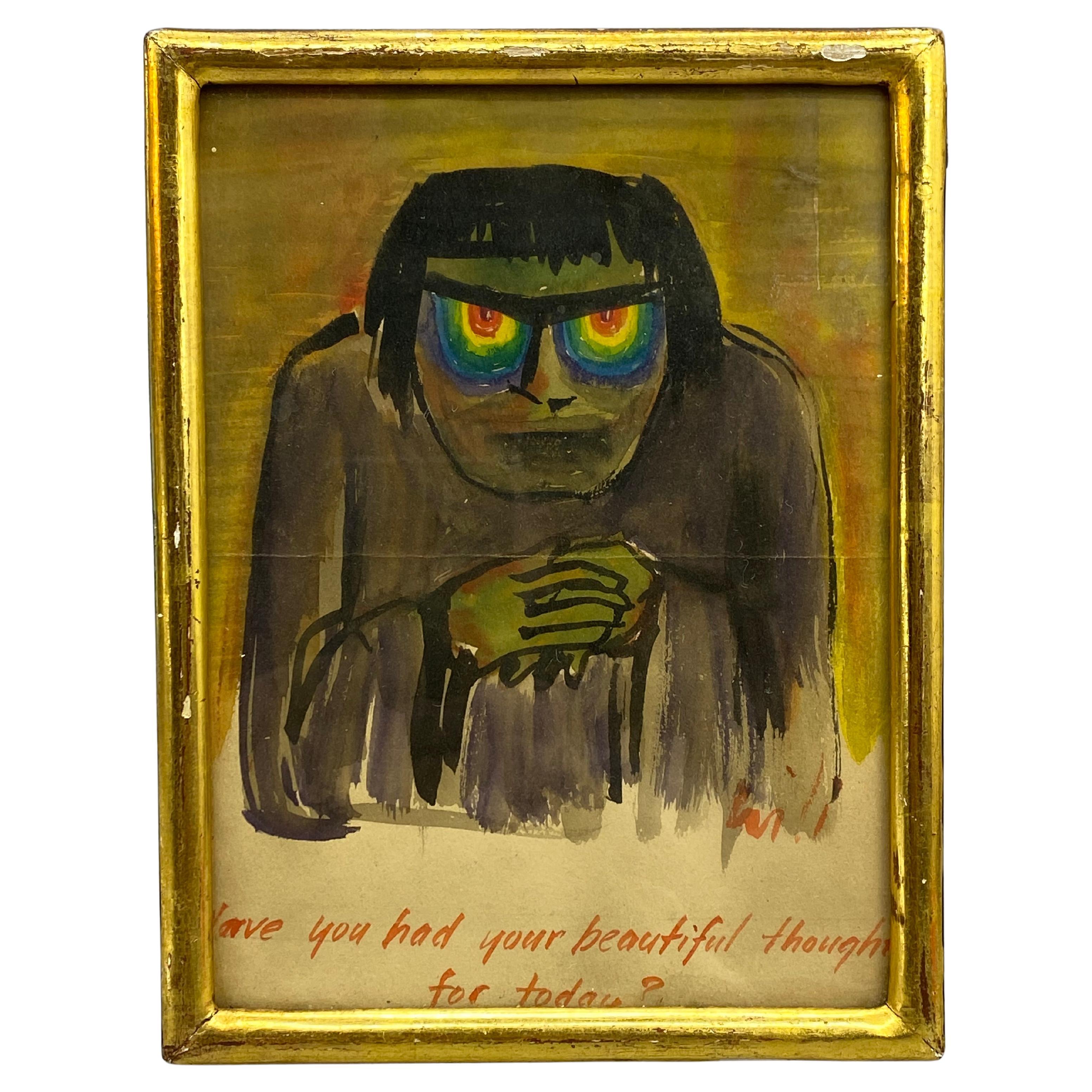 Figura macabra de dibujos animados de los años 50 Acuarela