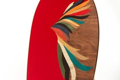 Quetzal Red Mirror by Mool, Decorative Item Marquetry
