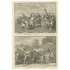 Quetzalcoatl Worship and Hunting Deity – Rare 1734 Engraving of Aztec Rituals