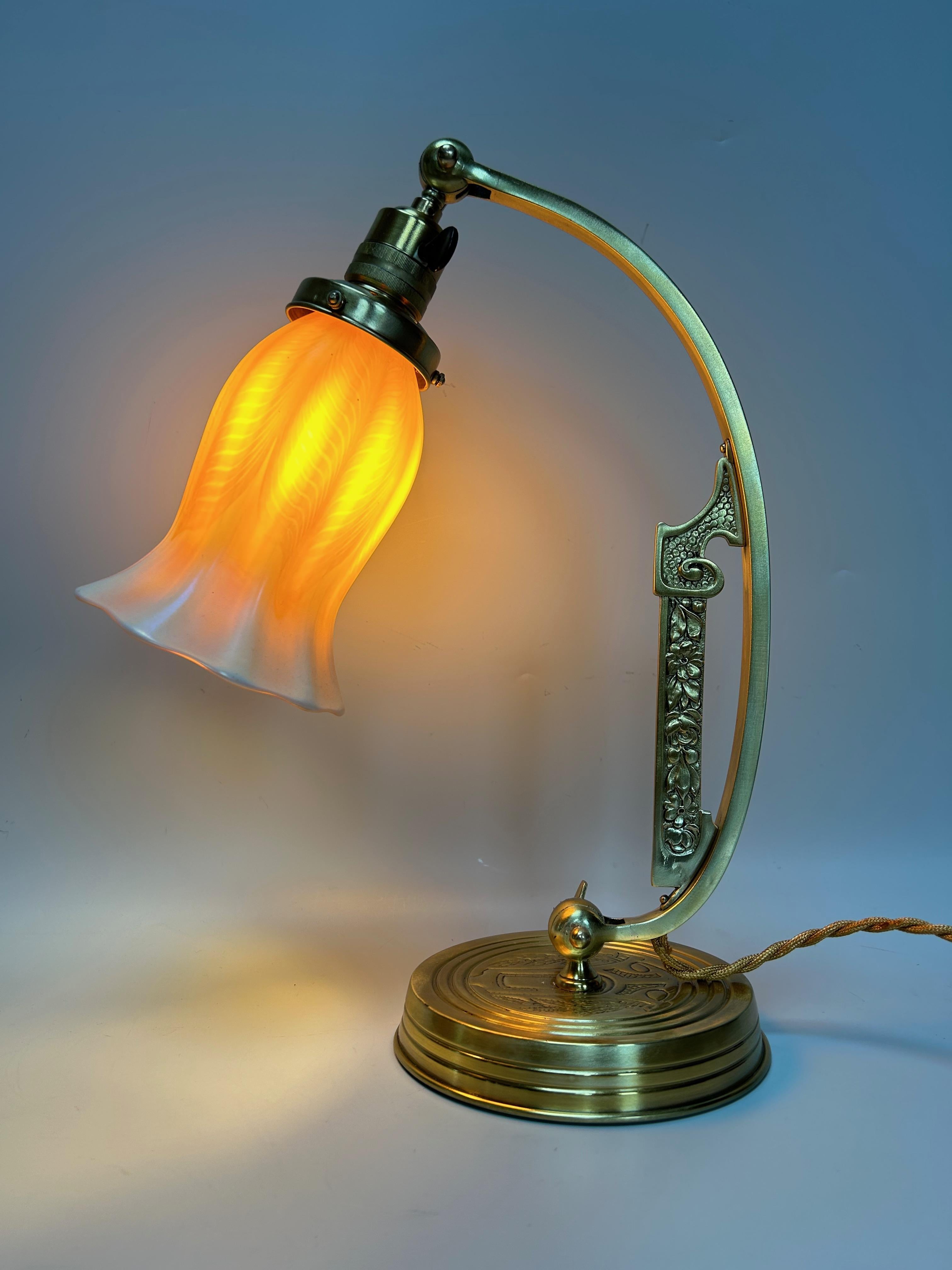 Quezal Art Nouveau Lamp For Sale 1