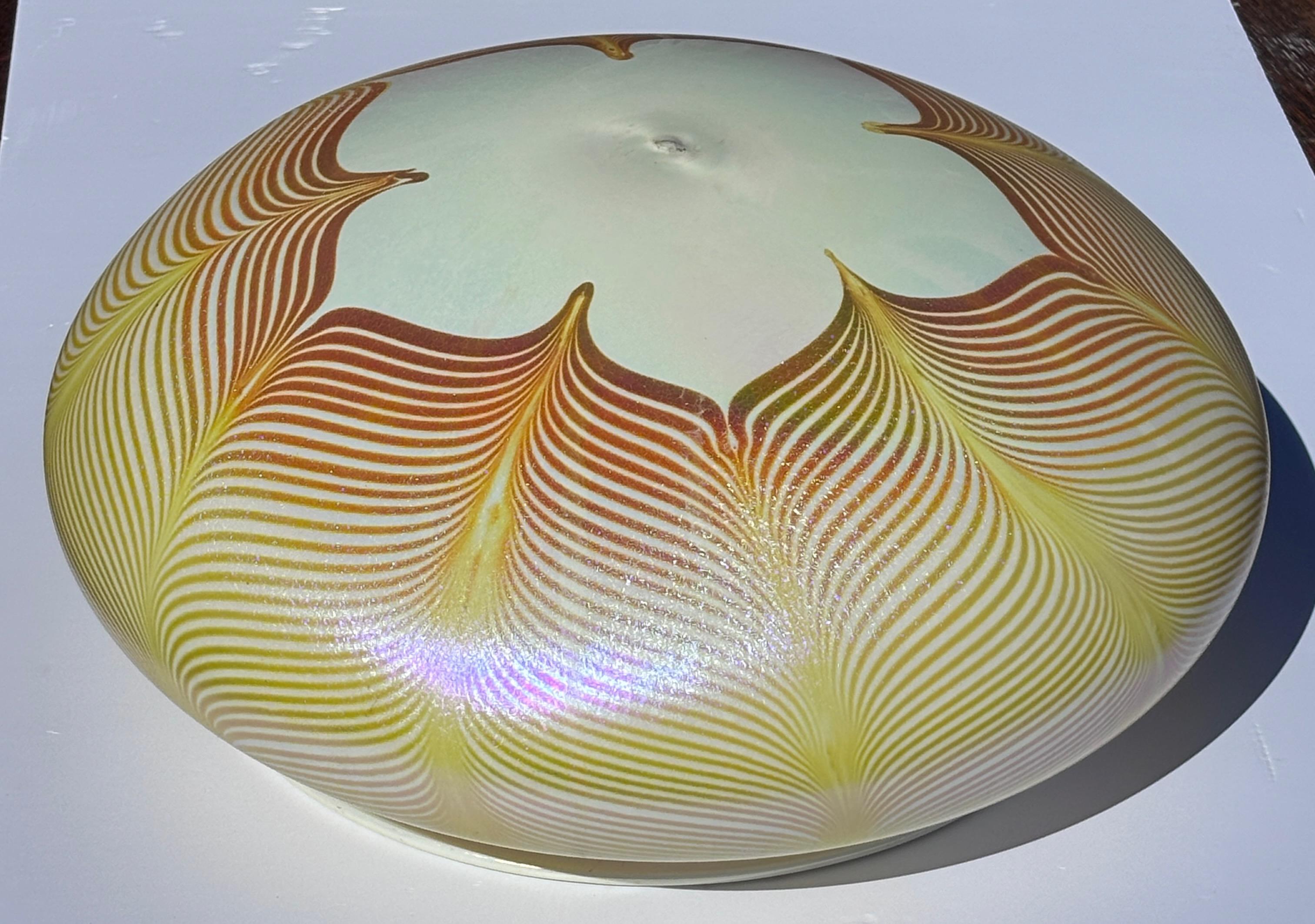 American Quezal Art Nouveau Period Art Glass Chandelier For Sale