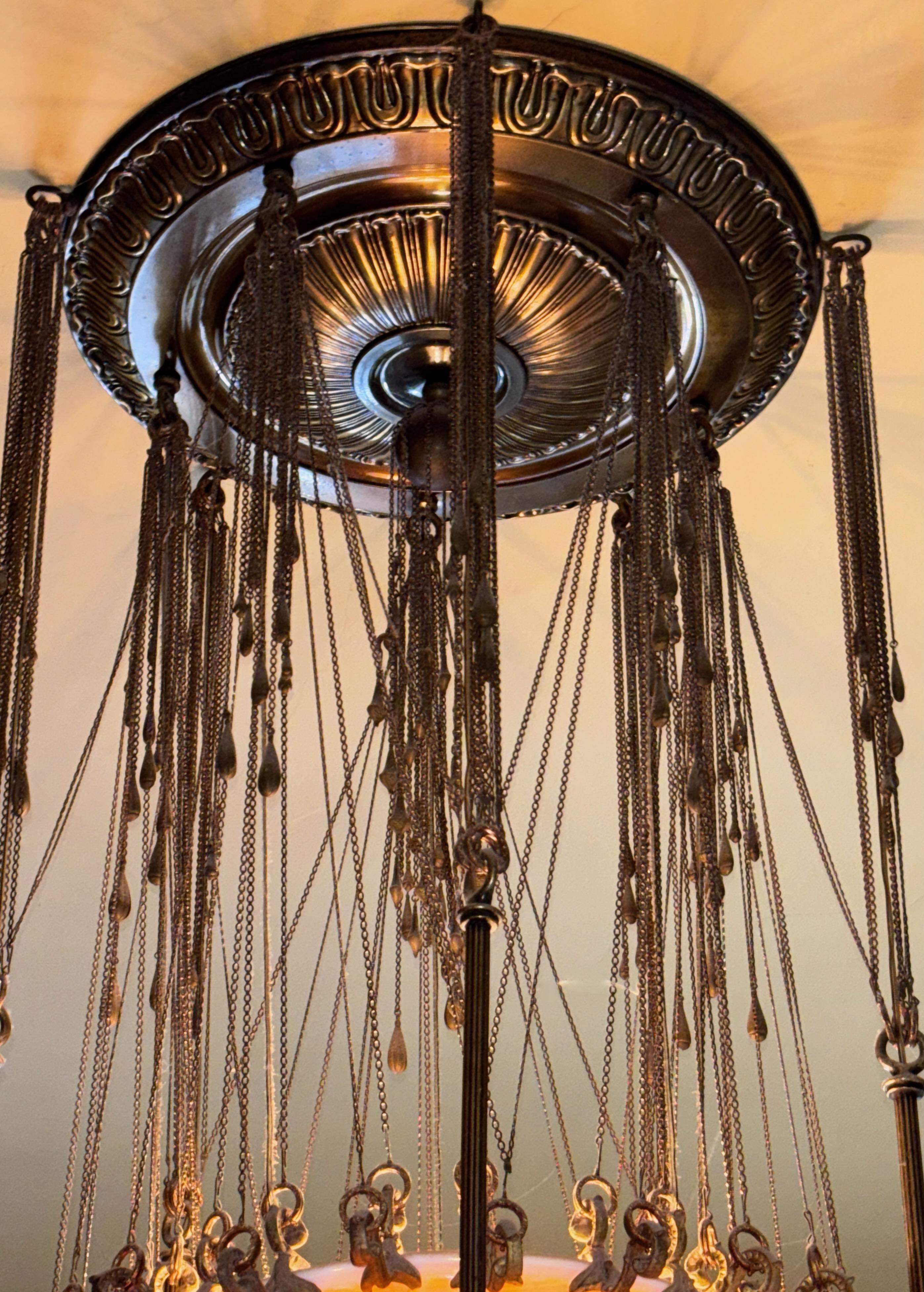 Quezal Art Nouveau Period Art Glass Chandelier For Sale 1