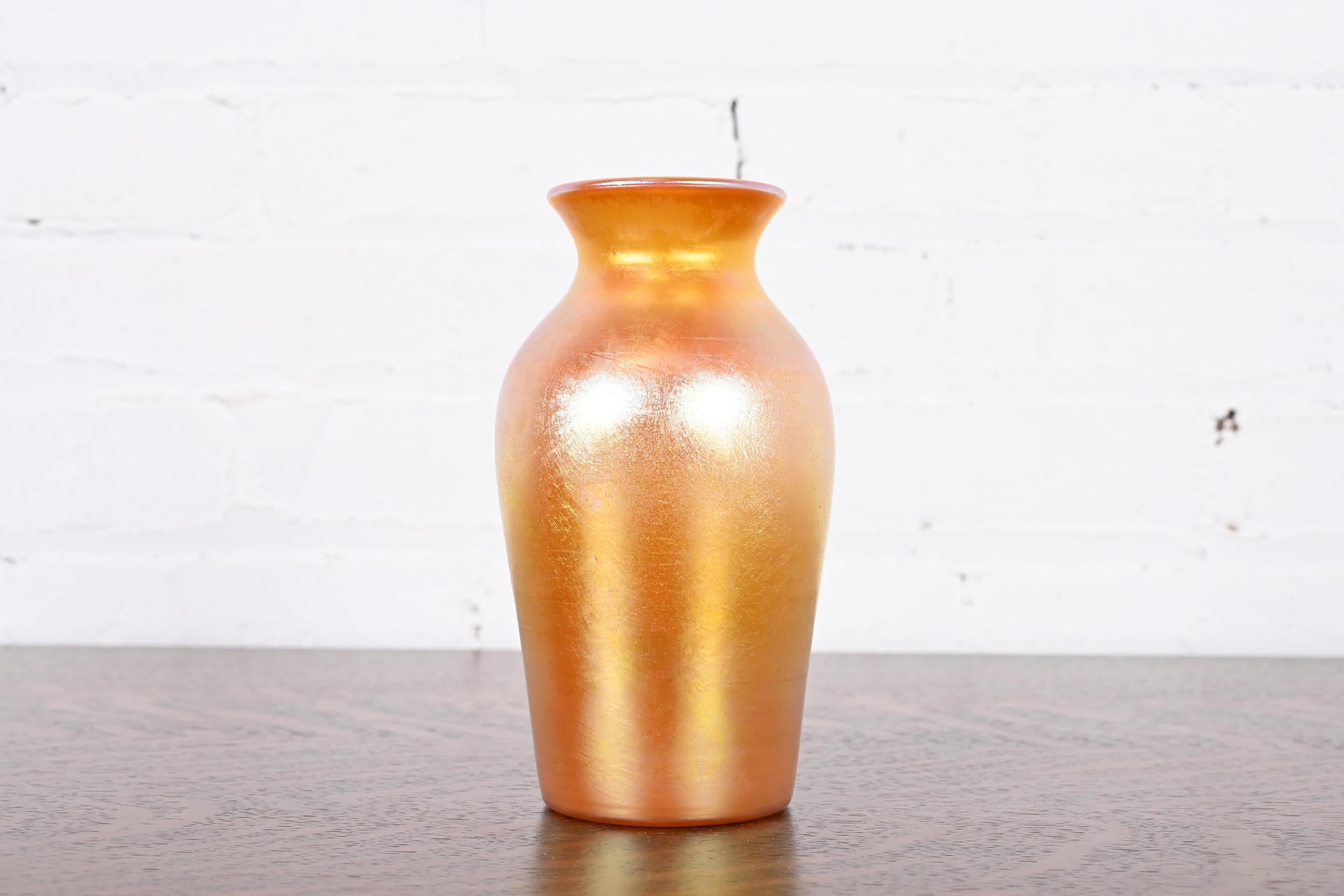 Arts and Crafts Quezal Arts & Crafts Iridescent Art Glass Vase