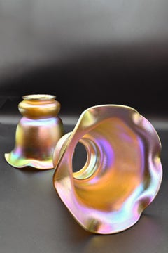 Quezal Aurene Skirted American Art Glass Shades Seldom Seen