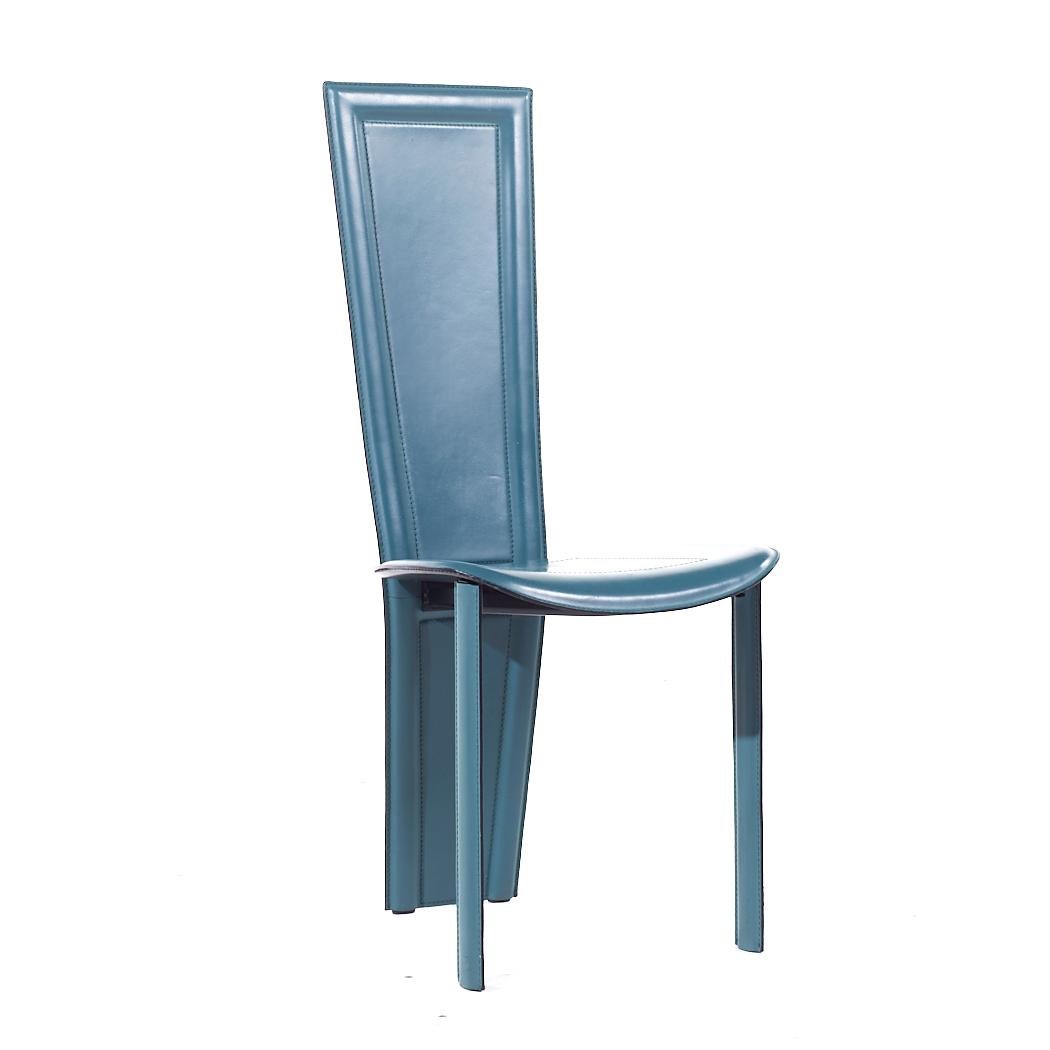Quia Postmodern Italian Leather Dining Chairs - Set of 12 In Good Condition For Sale In Countryside, IL