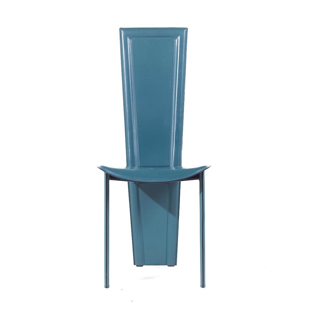 Late 20th Century Quia Postmodern Italian Leather Dining Chairs - Set of 12 For Sale