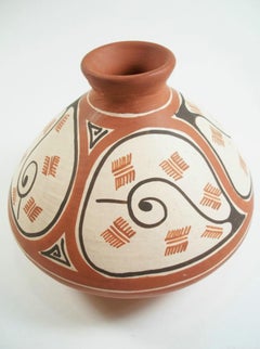 Quibor Lara Hand Painted Folk Art Ceramic Pot - Venezuela - Late 20th Century