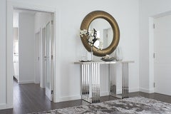 Quick Ship Contemporary Wall Mirror in Hammered Gold Texture