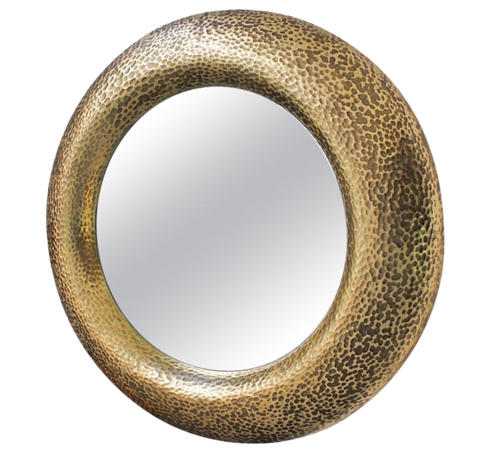 Miroir mural contemporain Quick Ship à texture or martelé en vente