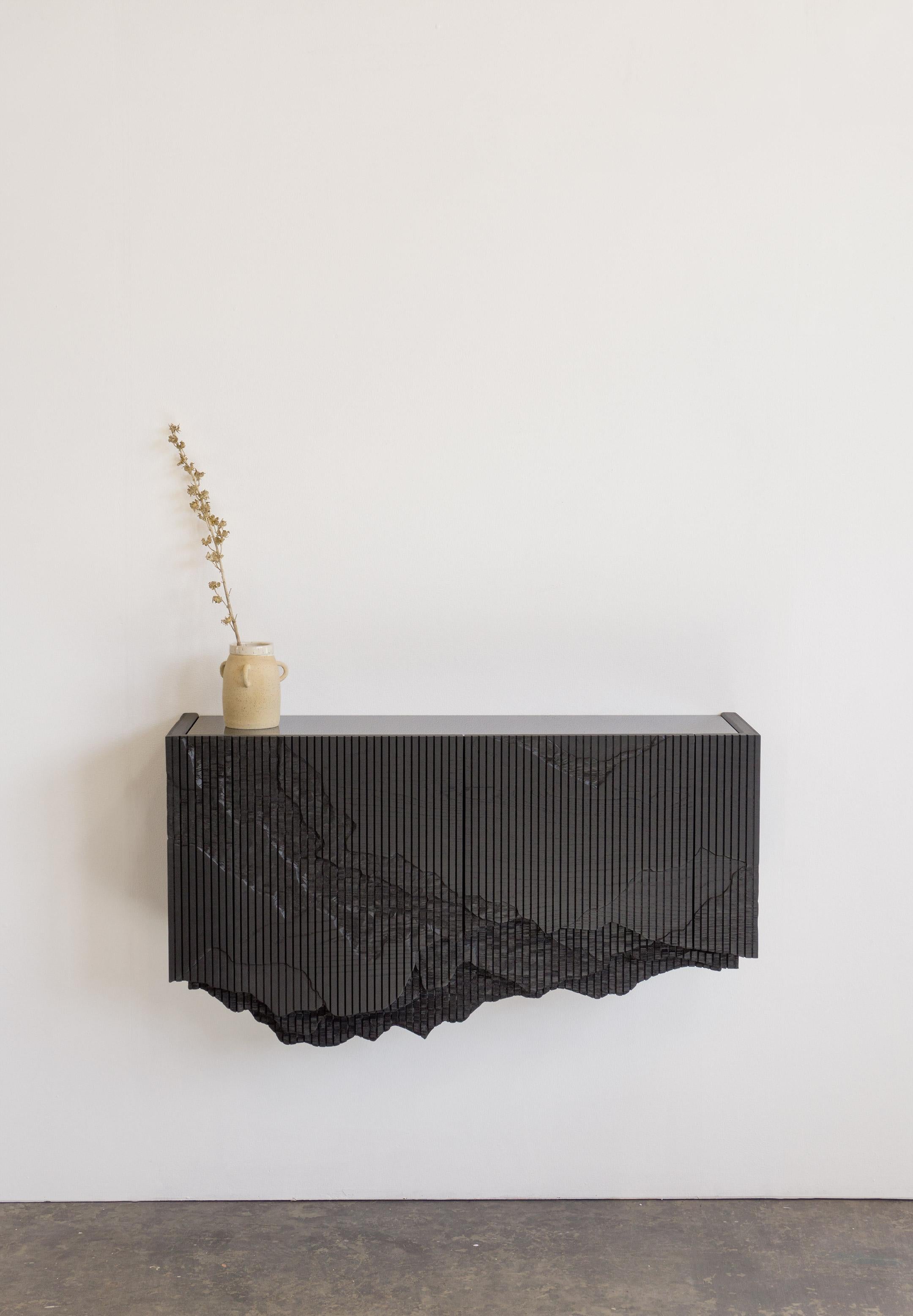 Contemporary Quick Ship in Stock Ledge Floating Console in Black Ash by Simon Johns