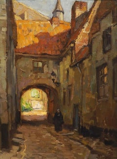 Quiet Alley Scene, Oil Painting by Dutch Artist Ben Viegers