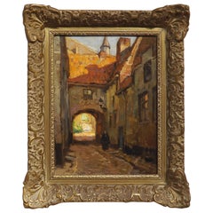 Antique Quiet Alley Scene, Oil Painting by Dutch Artist Ben Viegers