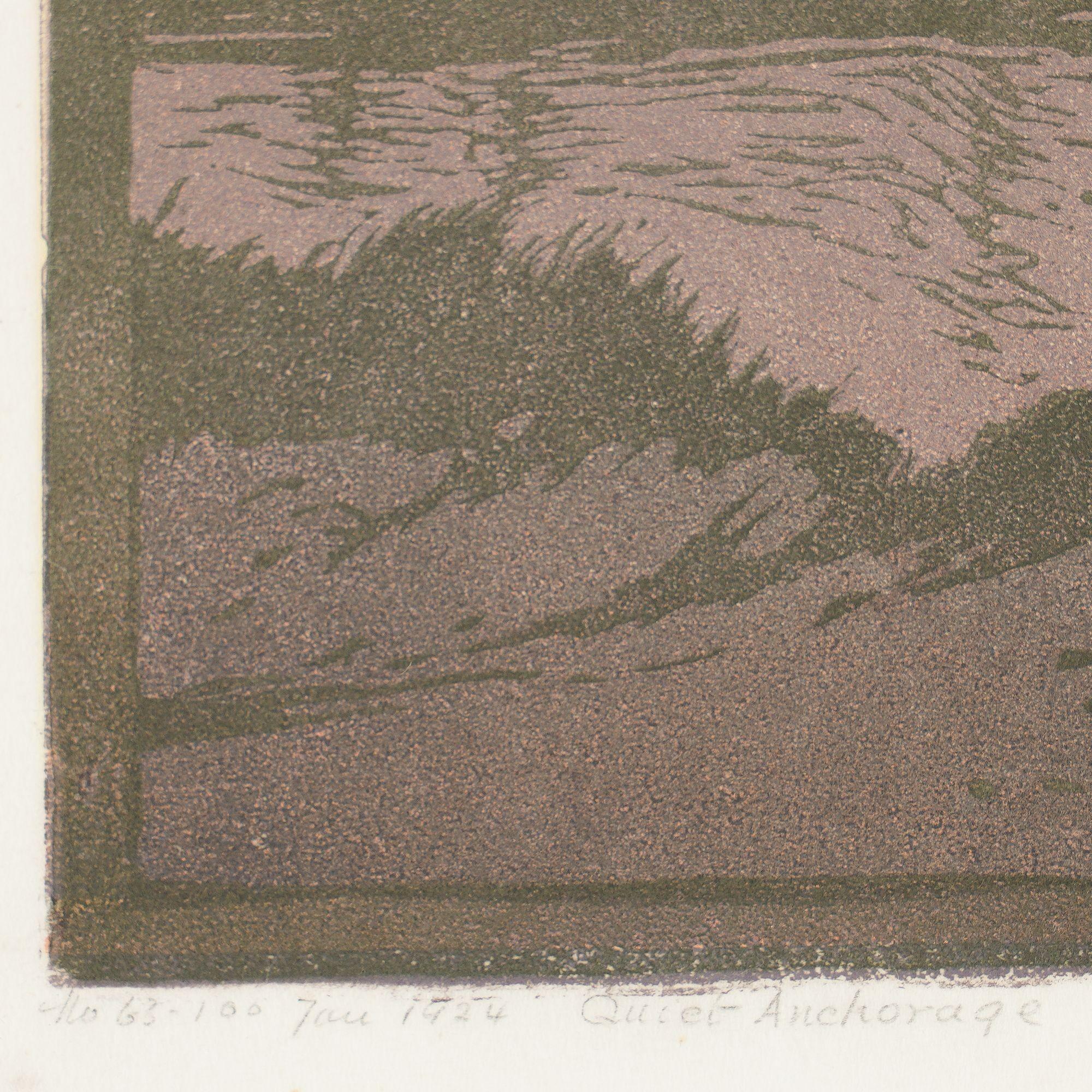 Quiet Anchorage von Ernest William Watson, 1924 im Zustand „Relativ gut“ im Angebot in Kenilworth, IL