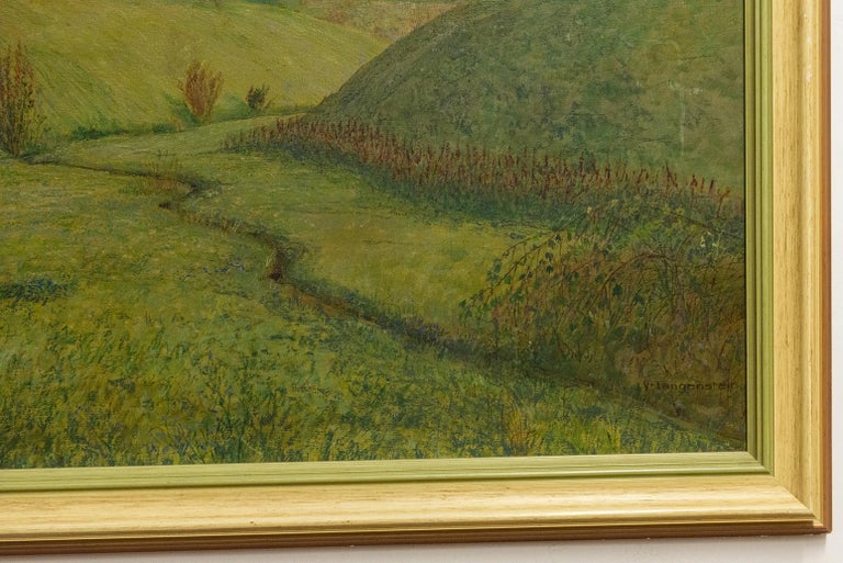 Quiet Countryside Landscape Vintage Austrian Painting For Sale At