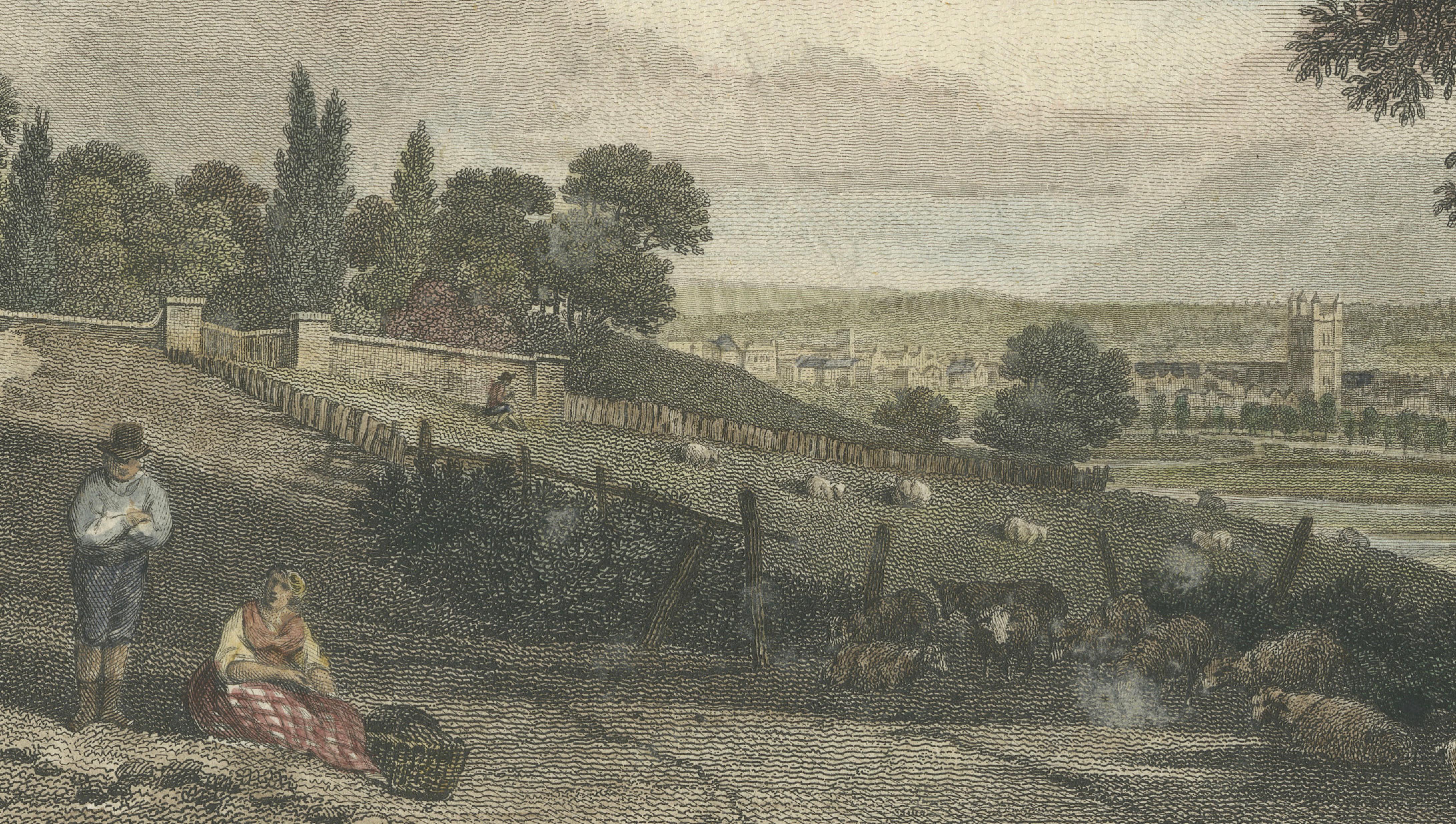 Quiet Hills of Berkshire — Newbury from Speen Hill, Turner & Byrne 1805