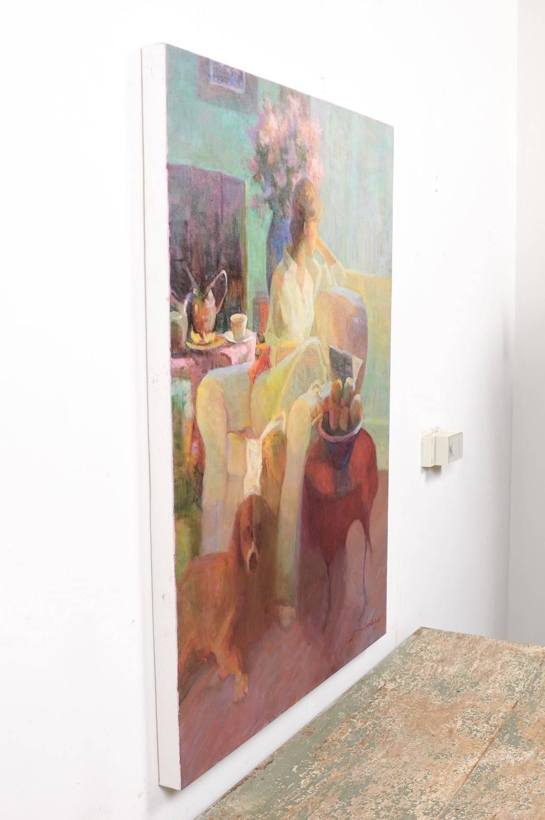 Quiet Morning, Don Hatfield Framed Vertical Interior Scene Oil Painting, 2010s 3