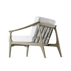 Quiete Solid Wood Armchair, Walnut Hand-Made Natural Grey Finish, Contemporary