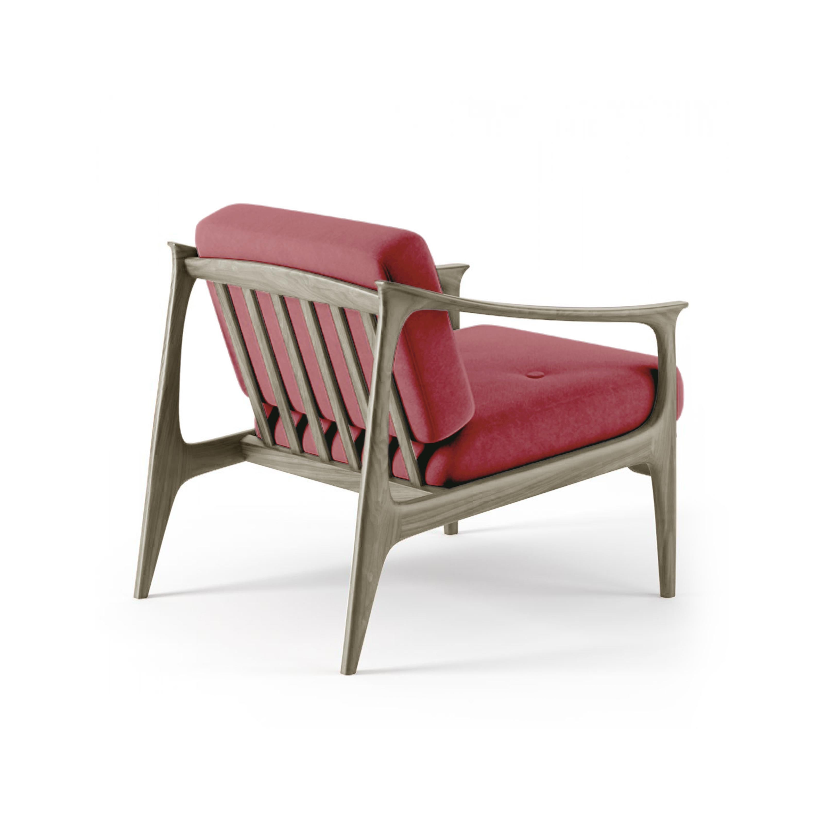 Quiete Sessel aus Massivholz, Nussbaumholz handgefertigt, naturgrau lackiert, zeitgenössisch (Geölt) im Angebot