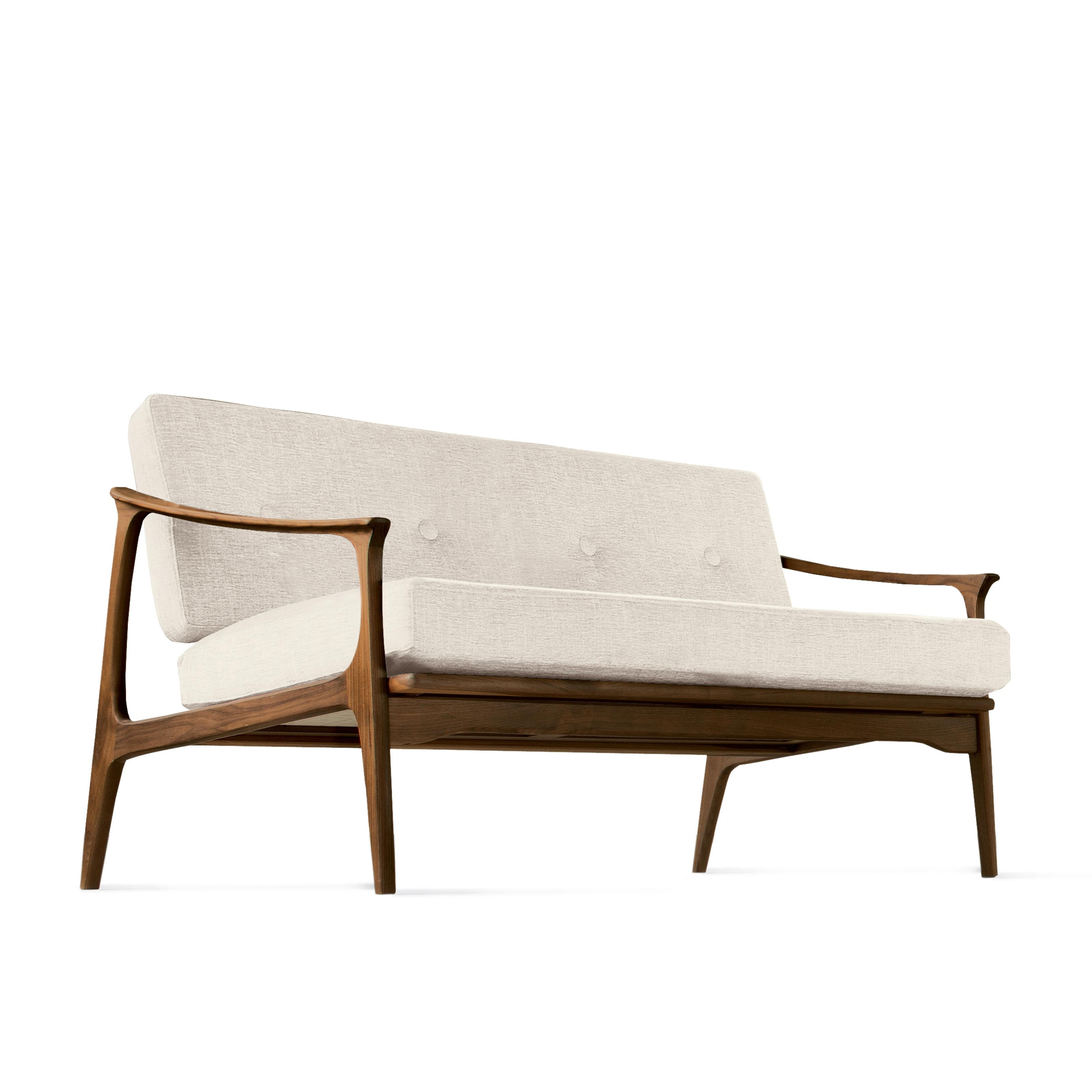 Quiete-Sofa aus Massivholz, Nussbaum in handgefertigter Naturausführung, zeitgenössisches Design (Italienisch) im Angebot