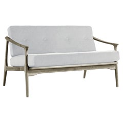 Quiete Solid Wood Sofa, Walnut in Hand-Made Natural Grey Finish, Contemporary