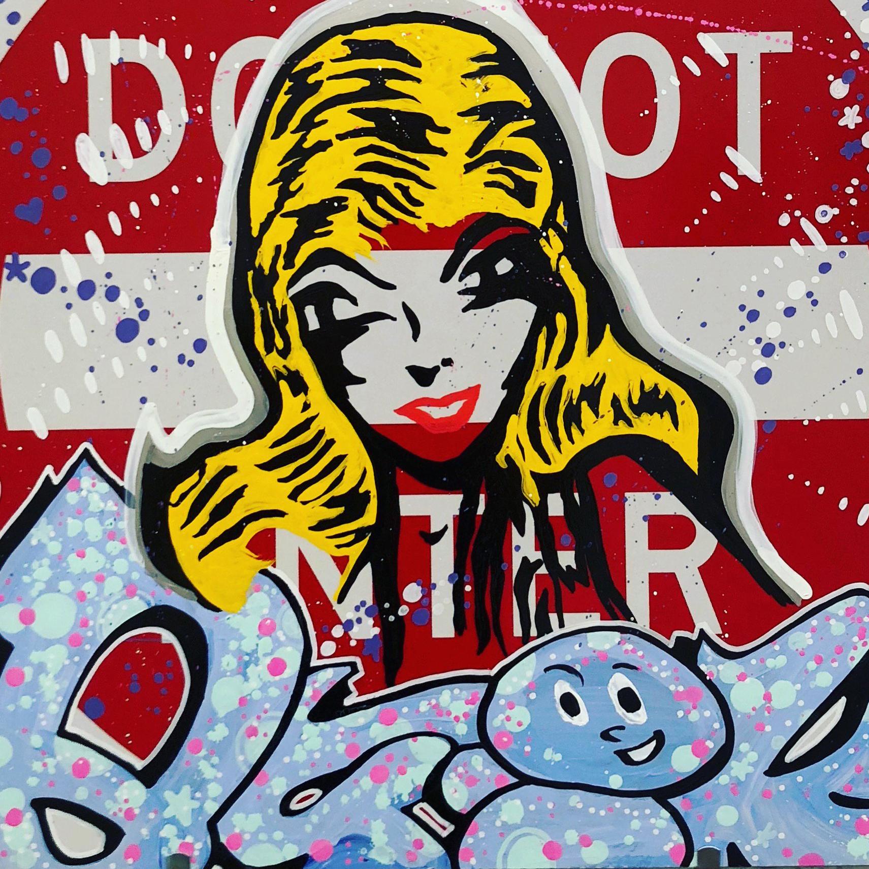Quik's piece is acrylic and oil paint on an authentic street sign.

Growing up in Queens, NY, Lin Felton a.k.a. QUIK (American, b.1958) started tagging around his neighborhood during the 1970s. By the 1980s, he was one of the few New York Graffiti