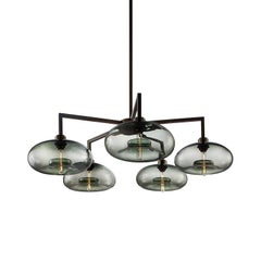 Quill Gray Aurora Handblown Modern Glass Matte Black Chandelier Light