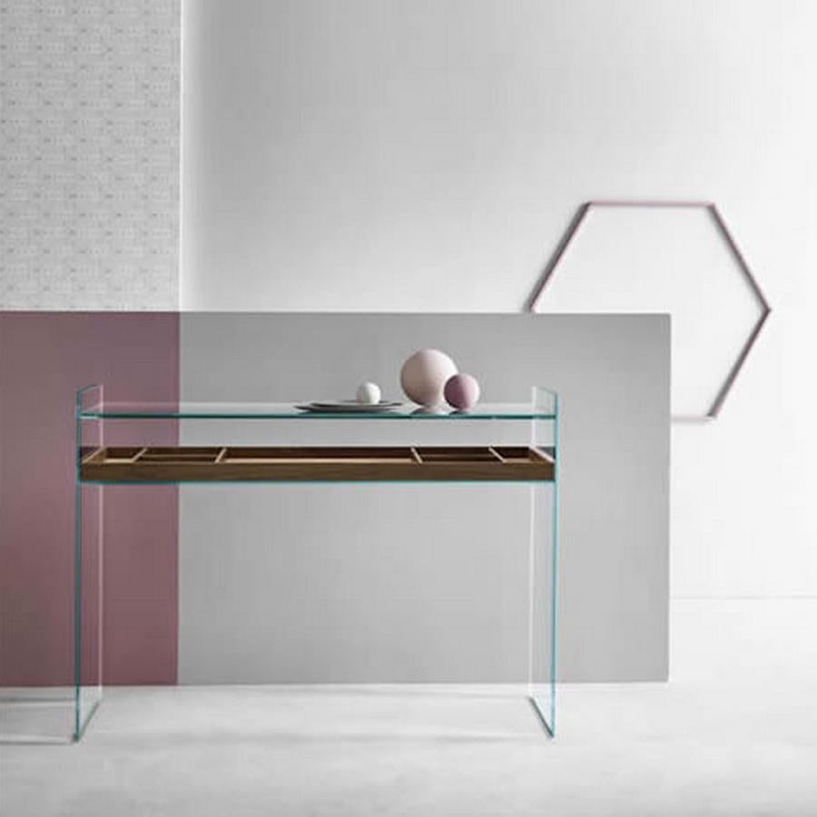 Moderne Console en verre remarquable, conçue par Uto Balmoral, fabriquée en Italie en vente