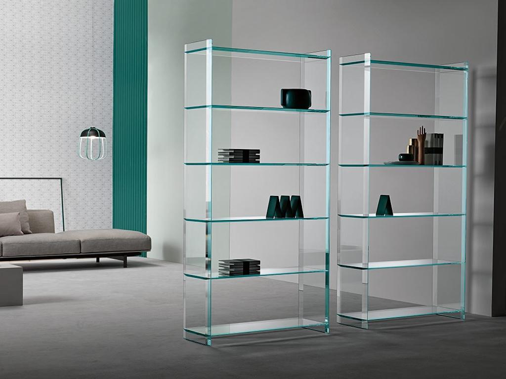 Italian Quiller Glass Bookcase, Designed by Uto Balmoral, Made in Italy  For Sale