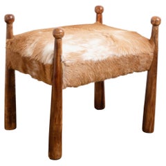 'Quilles' Style Cowhide Stool in the Manner of Jean Royère