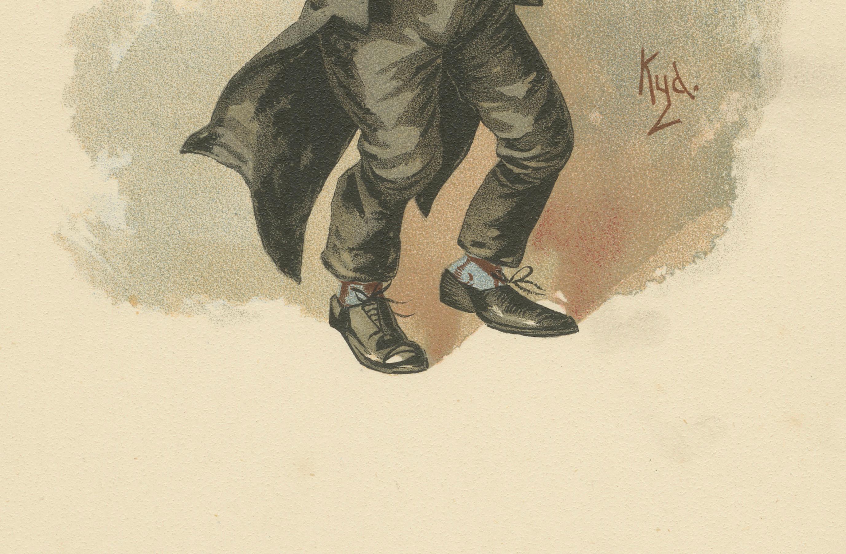 Titel:
Quilp aus dem Alten Kuriositätenladen - Kyd-Figurendruck nach Dickens, ca. 1889

Beschreibung:
Diese Original-Chromolithografie zeigt die unheimliche Figur des Daniel Quilp, des grotesken Bösewichts aus Charles Dickens' Roman *The Old