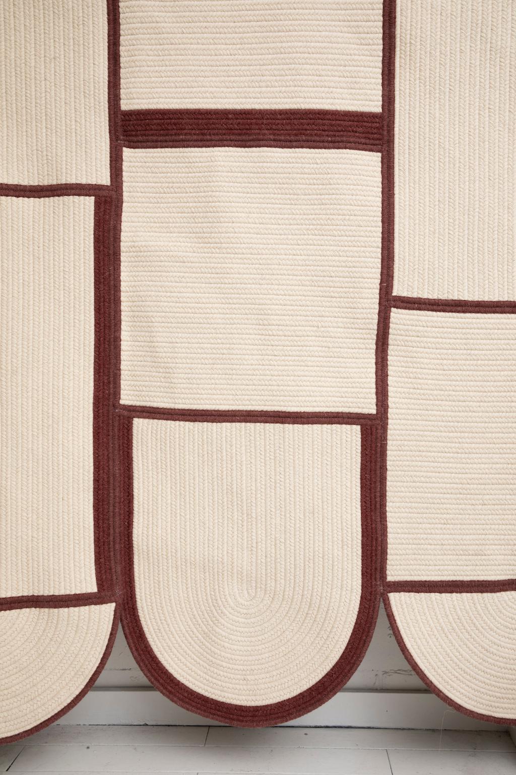 Quilt Braided Wool Contemporary Abstract Minimalist Sculptural Rug In New Condition For Sale In Bainbridge Island, WA