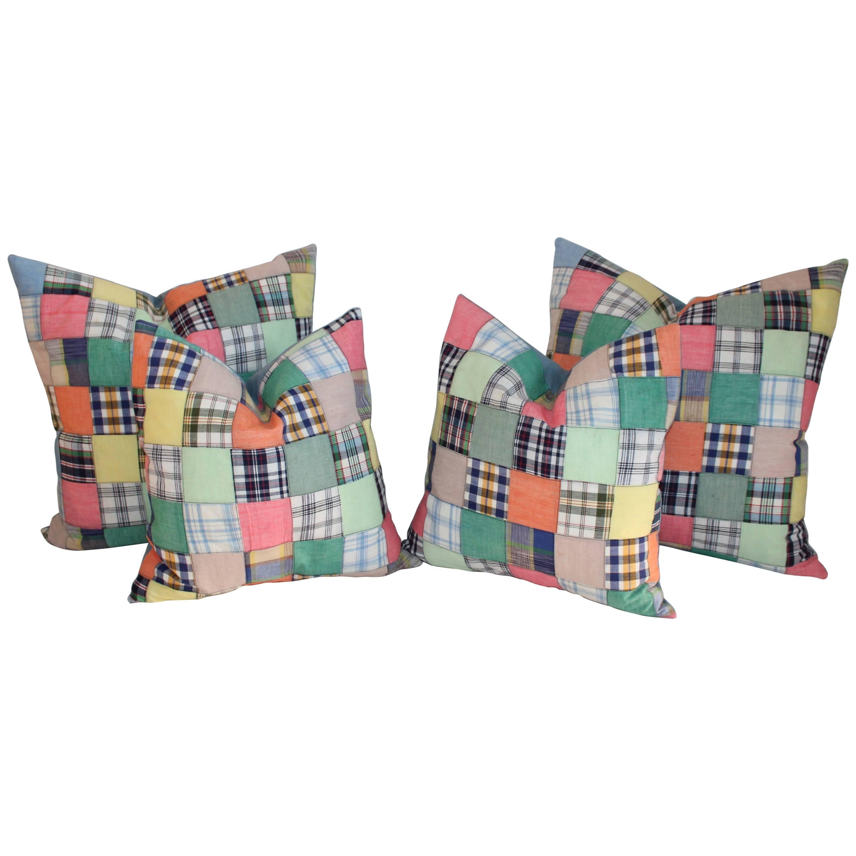 Quilt Patch Pillows / Collection of Four