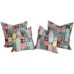 Quilt Patch Pillows / Collection of Four