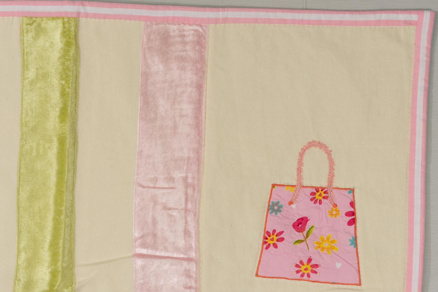 Hand-Woven Quilt Embroidered Patchwork or Padded Blanket for Baby Girl For Sale