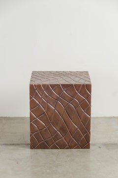 Taburete de tambor Quilt Square de cobre de Robert Kuo, repujado a mano