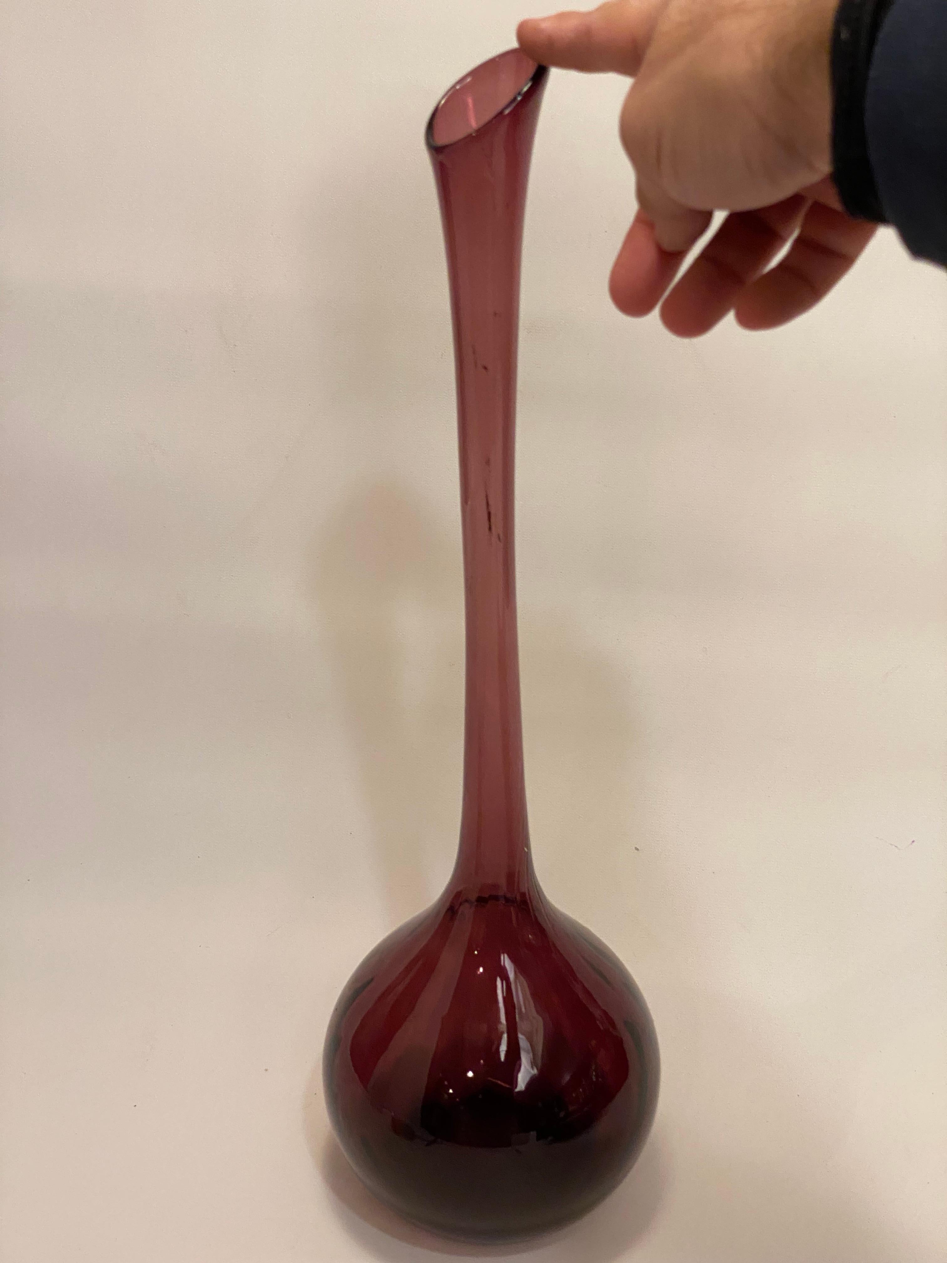 Italian Quilted Amethyst Empoli Glass Vase