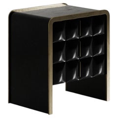 Quilted Bedside Table in Black Pen Shell & Bronze-Patina Brass by R&Y Augousti