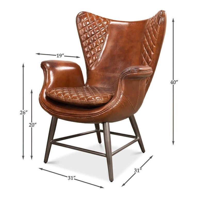 Quilted Brown Leather Armchair For Sale at 1stDibs
