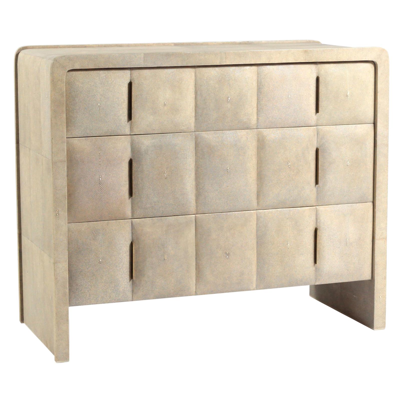 Quilted Chest of Drawers in Cream Shagreen by R&Y Augousti