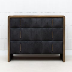 Quilted Chest of Drawers in Shagreen with Brass Details by R&Y Augousti