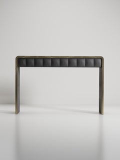 Quilted Console Table in Black Shagreen & Bronze-Patina Brass by R&Y Augousti