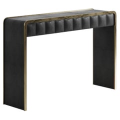 Quilted Console Table in Black Shagreen & Bronze-Patina Brass by R&Y Augousti