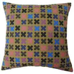 Quilted Cotton Red and Blue "Osaka" Decorative Pillow